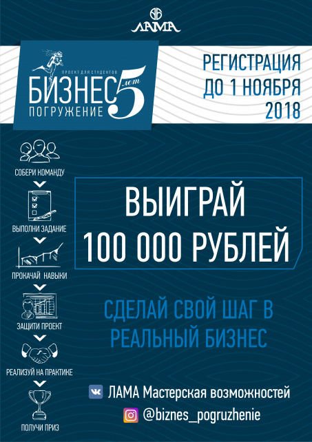 Студенты могут выиграть 100 тысяч рублей в конкурсе "Бизнес-погружение"